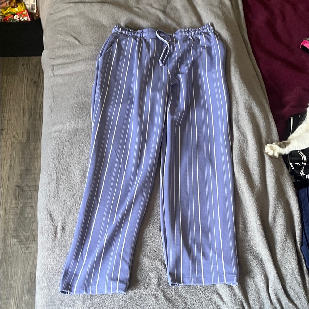 Love Women's Blue and White Striped Trousers